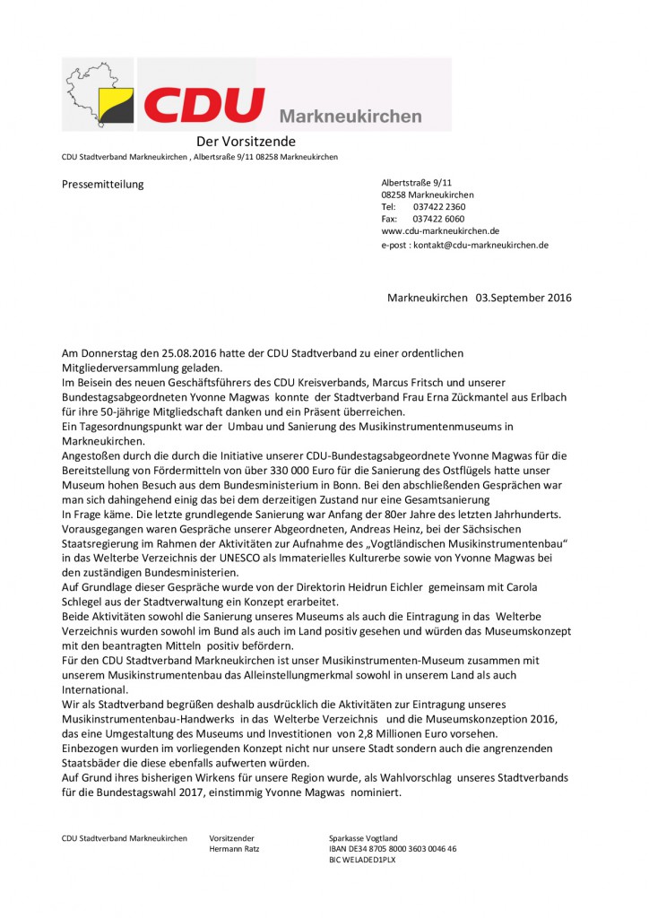 Pressemitteilung CDU 03.09.2016